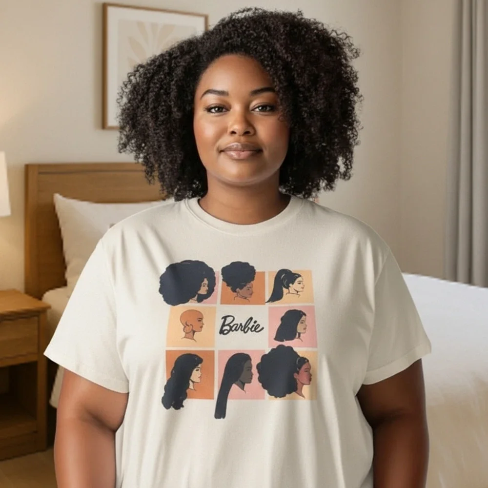 BARBIE by Mattel Hybrid Tan African American Hairstyle Graphic T-shirt XL - Picture 1 of 6